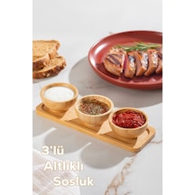 Porsima 2078 3lü Ahşap Bambu Standlı Kase Çerezlik