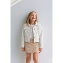 Esila Kids Kız Çocuk Gabardin Ceket Yazlık İnce Ceket Beyaz