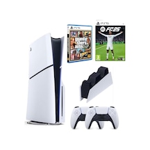 Sony Playstation 5 Slim Cd Edition + 2. Dualsense Ps5 Kol + Sarj İstasyonu + Fifa Fc 25 + Gta 5 (İthalatçı Garantili)