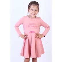 Toontoy Kız Çocuk Neon Lover Nakışlı Elbise Somon