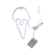 Novahub Yousheng Led Neon Işık Yaratıcı Şekil Usb/pil İle Çalışan Titreşimsiz Dondurma Neon Işık Lambası Masaüstü Süsü Beyaz Beyaz