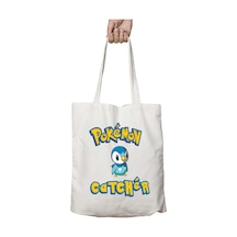 Art Hediye Pokemon Catcher Piplup İki Tarafı Kalıcı Baskılı Yıkanabilir Çanta Çok Renkli