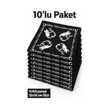 Herşeynota 10 Lu Siyah Atatürk Baskılı %100 Pamuk 52x52 Cm Fular Bandana Tören, Gösteri, Etkinlik Çok Renkli