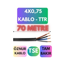 Öznur 4x0,75 Ttr Kablo Metre Seçenekli Siyah - 70 Metre