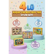 Eğitici Öğterici Ve Eğlenceli 4'lü Frame Yapboz Hikayeli Yapboz Ve Bul-tak Oyun Takımı Seti