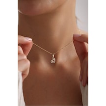 Taşlı Double Heart Kalp Kolye Ucu