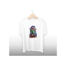 Oduncu Detaylı Unisex Tişört Beyaz