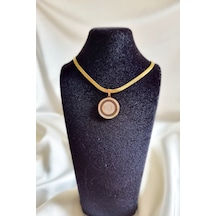 Zirkon Taşlı Madalyon Model Şık Çelik Kolye Gold - 682549640 Gold