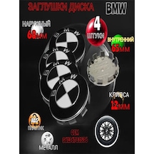 Bmw Jant Deliği Kılıfı 68 -65 Mm Siyah-beyaz 4 Adet 178899890