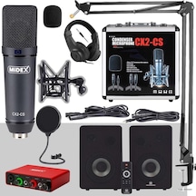 Midex Exclusive Paket-5 Stüdyo Ekipmanları Seti Monitör Mikrofon Ses Kartı Kulaklık