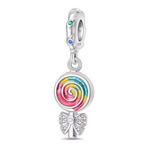 Renkli Şeker Sallantılı Gümüş Charm