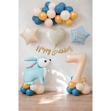 Mavi Tavşan Temalı 7 Yaş Doğum Günü Balon Seti