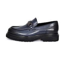 Tuna Hakiki Deri Kalın Tabanlı Loafer Lacivert Erkek Ayakkabı - 3042 Lacivert
