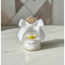 Papatya Desenli Mika Kutulu İsimli Mum Hediyelik Nikah, Nişan & Baby Shower 20 Adet
