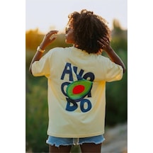Avacado Sırt Baskılı Oversize Unisex Pamuklu Tişört Sari