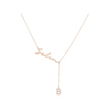 Yeni Taşlı Harf İsimli Gümüş Kolye - Rose Rose Gold