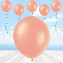 Metalik Parlak Balon. 10 Adet - Rose Gold