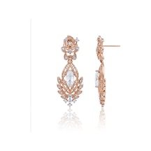 Vip Seri Küpe Xuping Çiçekli Telkari Tasarım Taşlı Rose Altın Kaplama 2,5cm Rose Gold