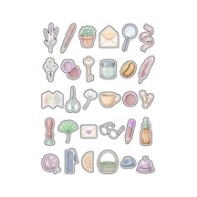 30 Adet Pastel Estetik Bahçe Ve Kırtasiye Sticker Seti - Planner Ajanda Laptop İçin Çok Renkli