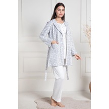 Mecit Pijama Mecit 6100 Şardonlu Hamile Lohusa Sabahlık Pijama Takım Gri