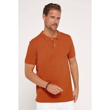 Tudors Erkek Slim Fit Dar Kesim %100 Pamuk Kiremit Polo Yaka Tişört-32733 KIREMIT