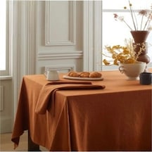Dnc Home Tekstil  Premium Keten Tarçın Düz Masa Örtüsü 001