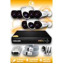 Elitcam 8 Kameralı Uzay 2 İç Kamera Set HDD'siz Full HD Gece Görüşlü Güvenlik Kamerası Sistemi