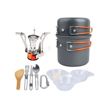 Yaozixa Kamp Tencere Seti 1-2 Kişilik, Fırınlı Çelik Beste, Taşınabilir Piknik Aletleri, Dayanıklı Ve Temizlenmesi Kolay, Turuncu Fırın Başlı Gümüş