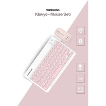 Pembe Kablosuz Klavye Ve Mouse Seti Renkli