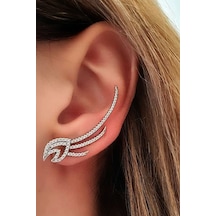 Pırlanta Işıltısında Zirkon Taşlı Gümüş Tek Earcuff Küpe N11.76069