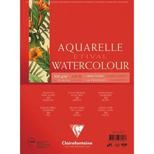 Clairefontaine Etival Grain Classic Yapışkanlı Sulu Boya Blok 30 Yaprak 300g A4 Diğer