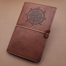 Kahverengi Pusula Temalı Deri Defter 1 Adet
