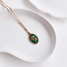 Green Tree Çelik Kolye Gold Gümüş