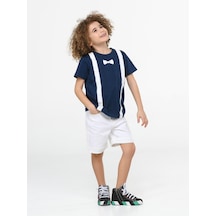 Casabony Papyon Beyaz Denim Şort - T-shirt Takım - İndigo - Beyaz Beyaz - İndigo