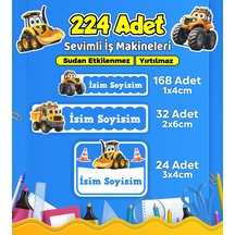 İş Makineleri Temalı Okul Kreş Kişiye Özel İsim Etiket Seti - Model 552 Çok Renkli