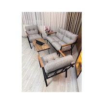 Houseart Menekşe Balkon, Bahçe,teras,cafe - Salon - Metal Kanepe Koltuk Takımı - 2 1 1 Sehpa Açık Gri