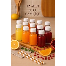 12 Adet Şeffaf Cam Şişesi Sızdırmaz Beyaz Plastik Kapaklı Kolonya Koku Süs Çok Amaçlı Şişe 30ml Beyaz - Şeffaf