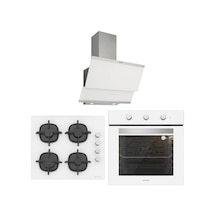 Silverline BO6503W01 - CS5343W01 - 3420 Classy 60 Beyaz Cam Ankastre Set