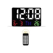 Dijital Duvar Saati Renkli Hd Led Ekran, Tarih, Gün, Sıcaklık & Alarm Çok Renkli