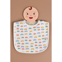 E&f Store Sıvı Geçirmez Mama Önlüğü - Renkli Arabalar Çok Renkli