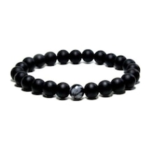 Unisex Siyah Mat Oniks Obsidyen Bileklik Çok Renkli