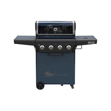 X450 Klasik Barbekü, Lpg'li Barbekü Mangal Ayaklı, 20.25 Kw Isı Gücü, Termometreli Cam Kapak, Tekerlekli, Gri Mavi Diğer