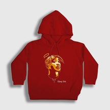 Presmono Unisex Çocuk Angel Tupac Shakur Kapüşonlu Sweatshirt Kırmızı