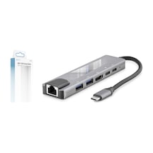 Type-c Combo Hub Hdmi 4k Usb 3.0 Lan 6 Port - Gri Hdx7791