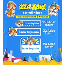 Sevimli Köpek Temalı Okul Kreş Kişiye Özel İsim Etiket Seti - Model 392 Çok Renkli