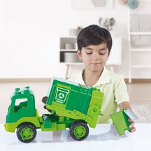 Sürtmeli Büyük Boy Geri Dönüşüm Aracı Ve Çöp Kamyonu Yeşil Çevre Temizlik Kamyon Pencereli