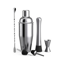Vkemall 6 Parçalı Paslanmaz Çelik Boston Shaker Seti - Ev Barı İçin Kokteyl Yapım Kiti