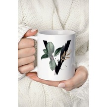 V Harf Baskılı Tropikal Koleksiyon Kupa Bardak Renkli