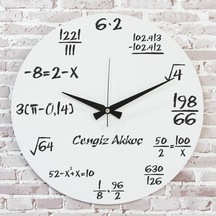 Matematik Öğretmenine Hediye Ahşap Saat 33cm Ka02-1228