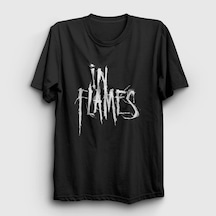 Presmono Unisex Logo In Flames T-shirt Siyah